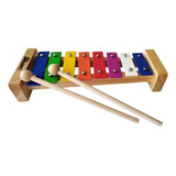 Xilofone Infantil Pedagógico 8 Notas Colorido + 2 Baquetas