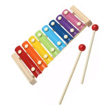 Xilofone Infantil Pedagógico Colorido 8 Notas C/2 Baquetas