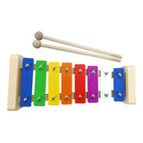 Xilofone Para Musicalização Infantil 8 Tons Madeira Colorido