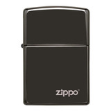 Zippo High Polish Black Logo -