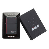 Zippo Isqueiro Preto Fosco Com Listra Vermelha 218zb Classic