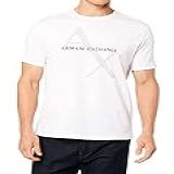 A|x Armani Exchange Camiseta Masculina Com Logotipo De Gola Redonda, Logotipo Acolchoado Branco, Xg