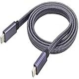 AAOTOKK Braided Flat Type C 3 1 Extension Cable 4K 60Hz Type C 3 1 USB Male To Type C 3 1 Male Connector Cable Supports Charging Data Audio Video Cable Compatible Samsung S10 S9  S8  MacBook 1M M M 