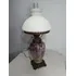 Abajur Bronze/cerâmica Estilo Lampião Cúpula Opalina Branca