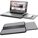AboveTEK Mesa De Colo Portátil Para Laptop Com Bandeja Retrátil Para Mouse Pad Esquerdo Direito  Antiderrapante  Protetor Térmico  Tablet  Notebook  Mesa Com Suporte Para Computador Com Superfície De