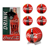 Abridor De Garrafas Coca Cola + Kit 4 Porta Copos C/ Suporte