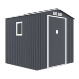 Abrigo De Jardim De Aço Galvanizado Com Janela 213x131x205cm