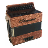 Acordeon Minuano 8 Baixos 21 Botões Marrom Revestido