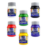 Acrilex Kit Com 6 Tintas De Tecido Tela Pintura 37ml