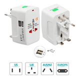 Adaptador De Tomada Universal Com 2 Usb Para + De 150 Países 110v/220v