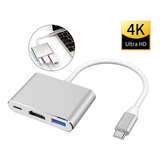Adaptador Extensor 3 Em 1 Hdmi Usb c Usb 3 0 Pd Ultra Hd 4k Exbom U3v a3n1