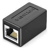 Adaptador Fêmea De Conector Cople Vention Rj45 Cat 6  1 Peça  Cor Preta