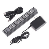 Adaptador Hub Usb 10 Portas 480mbps Usbs Ao Mesmo Tempo Knup Hb-t69