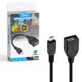 Adaptador Micro Usb Macho Usb Femea V8 Otg Modem Celular Cor Preto