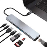 Adaptador Tipo C 8 Em 1 Lan Rj45 Usb 3.0 4k Hdmi Pd Micro Sd