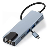 Adaptador Usb C Hub 5 Em 1 Tipo C Para Hdmi Usb3.0 Rj45 Lan