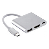 Adaptador Usb c X Hdmi   Usb 3 0   C Fêmea Md9 Branco   7750