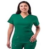 Adar Pro Scrubs Para Mulheres   Blusa De Uniforme Hospitalar Com Gola V Elevada  Verde Caçador  P
