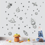 Adesivo Astronauta, Espaço, Estrelas, Decoração De Quarto 