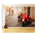 Adesivo De Parede Cidade Antiga Vespa Lambreta 5,5m² Cda42