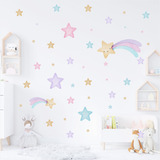 Adesivo De Parede Infantil Estrelas Coloridas Decoração Bebê