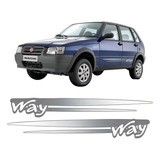 Adesivo Faixa Lateral Uno Way 2008 2009 2010 2011 2012 Cinza