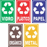 Adesivo Para Lixo lixeira Reciclável 20x12 Resistente Vinil