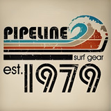 Adesivo Retrô - Surf Pipeline Est. 1979 - Tam 15 Cm X 15 Cm