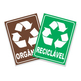 Adesivos P/lixeiras Coleta Seletiva Reciclável + Orgânico