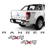 Adesivos Ranger 2013/2016 4x4 E Faixa Tampa Traseira Grafite