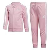 Adidas Conjunto De Jaqueta E Calça De Tricô Clássica Com Zíper Frontal Para Meninas, Rosa Claro, 2t, Rosa Claro, 2t