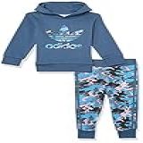 Adidas Originals Conjunto De Moletom Com Capuz Camuflado Para Bebês E Crianças Pequenas, Aço Maravilha, 9 Meses