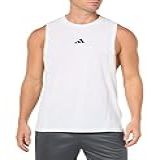 Adidas Regata Masculina Projetada Para Treinamento, Treino, Branco, M