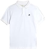 Aeropostale Camisa Polo Para Meninos - Camisa Polo Piqué De Manga Curta De Ajuste Clássico - Camisa De Golfe Elástica Confortável Para Meninos (8-16), Branco, 7