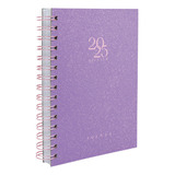 Agenda 2025 Capa Dura Solid Glitter Cores Capa Lilás Solid Colors