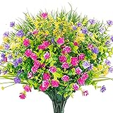 Ageomet 9 Peças De Flores Artificiais Para Ambientes Externos, Flores Artificiais De Plástico Resistente A Uv, Flores Falsas, Para Decoração De Casa, Exterior, Cemitério, Vasos Internos, Vasos