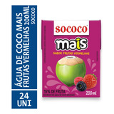 Água De Coco Mais Frutas Vermelhas Sococo 200ml 24unidades