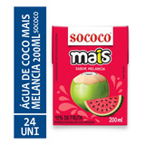 Água De Coco Mais Melancia Sococo 200ml 24 Unidades