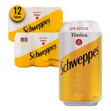 Água Tônica Schweppes Sem Açúcar 350ml 12 Latas Kit