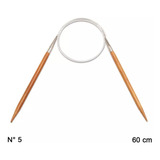 Agulha Circular Círculo De Tricô Bambu 60cm Leve Prática Cor 5 0mm
