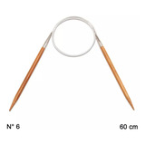 Agulha Circular Círculo De Tricô Bambu 60cm Leve Prática Cor 6 0mm