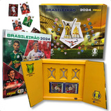 Álbum Brasileirão 2024 Capa Dura Metalizado Exclusivo Kit Box Premium 150 Figurinhas Cromos 30 Envelopes Pacotinhos 