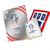 Álbum Conmebol Copa América Usa 2024 Capa Dura Prata Kit Box Premium 150 Figurinhas 30 Envelopes 