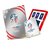 Álbum Conmebol Copa América Usa 2024 Capa Dura Prata Kit Box Premium   150 Figurinhas  30 Envelopes 