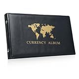 Álbum De Coleção De Notas De 40 Bolsos 20 Folhas Porta Notas De Dólar Transparentes Capa Dura De Couro PU Suprimentos Para Coleção De Livros Páginas Frente E Verso Para Cartões De Troca Selos