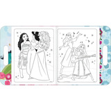 Álbum Livro Para Colorir Maleta Princesas Disney 8 Folhas Com 68 Adesivos
