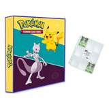 Álbum Pasta Fichário Pokemon 10 Folhas Mega Mewtwo Pikachu