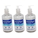 Álcool Em Gel Antisséptico 420gr Asseptgel Kit 3