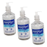 Álcool Em Gel Asseptgel Antisséptico Kit 3