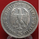 Alemanha: Prata - Bela Moeda 5 Reichmark 1935 D - Escassa